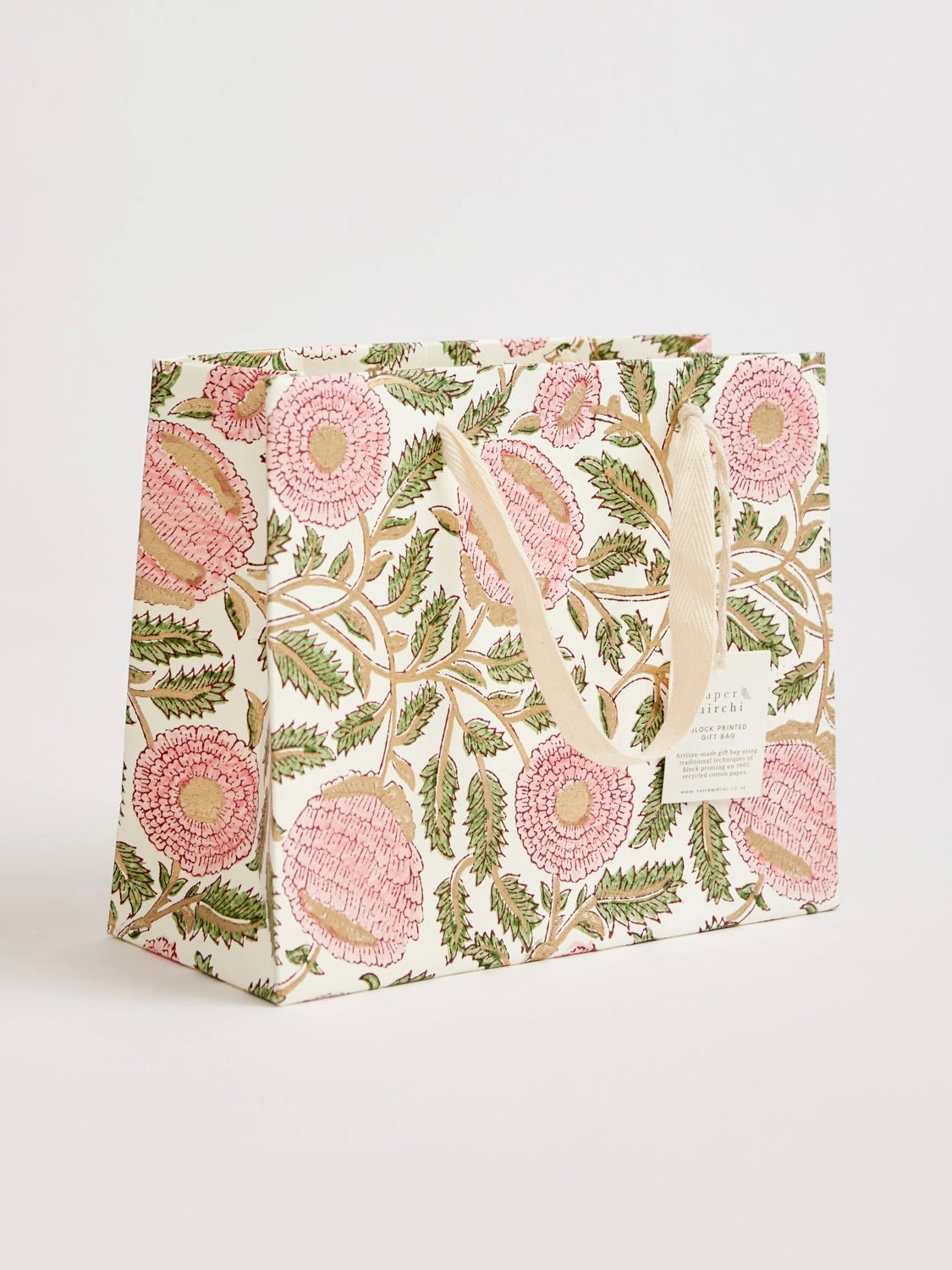 Block Printed Gift Bag Medium - Blush