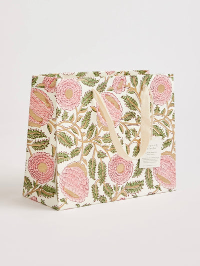 Block Printed Gift Bag Medium - Blush