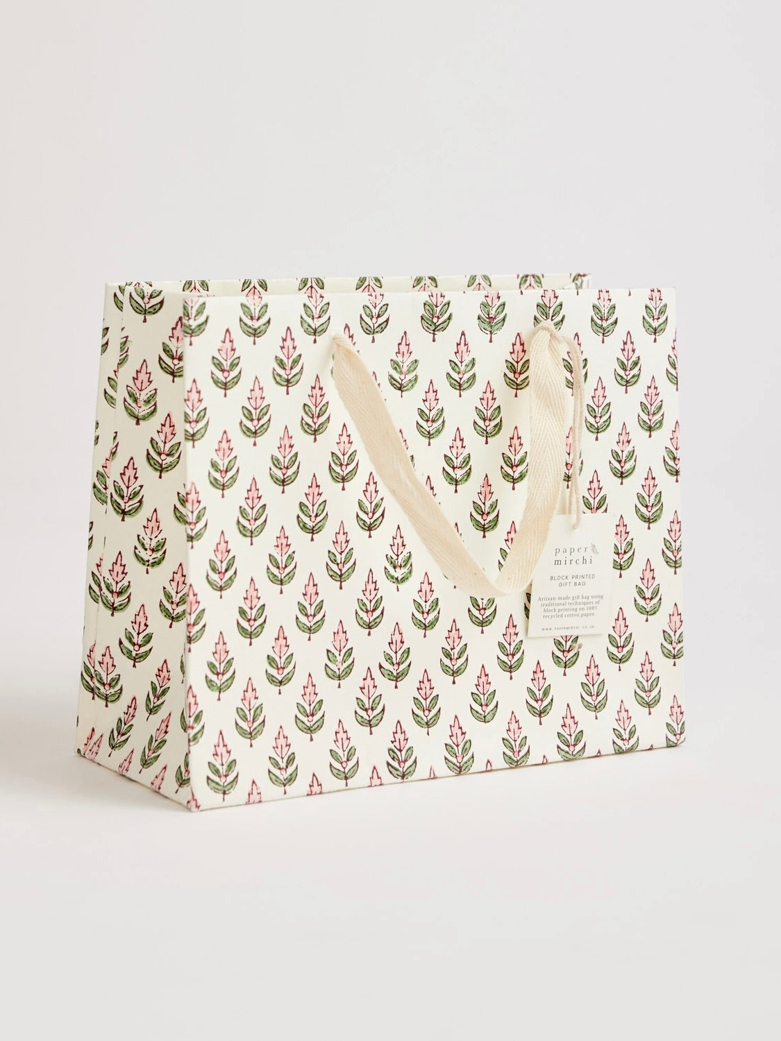 Block Printed Gift Bag Medium - Blush