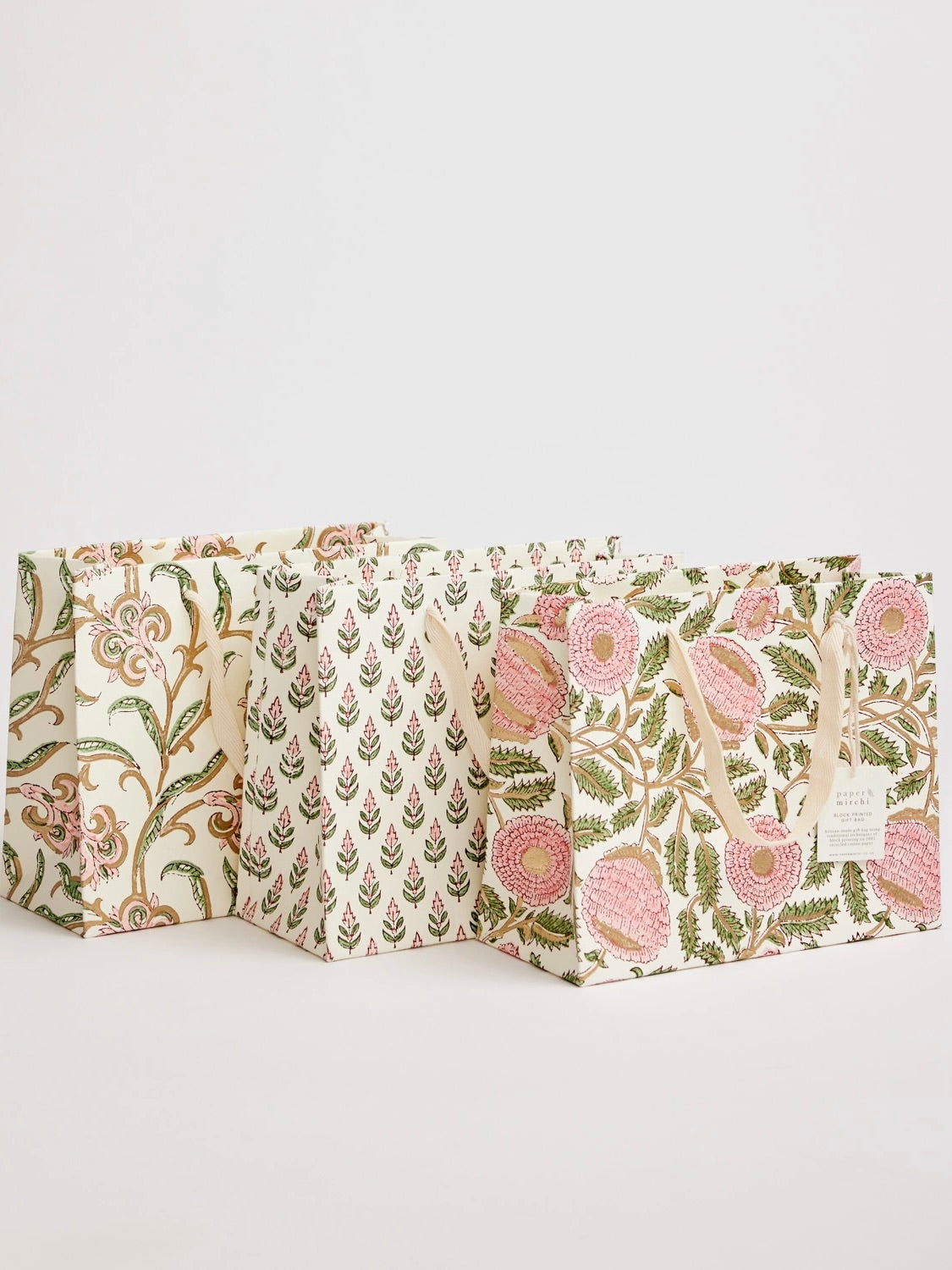 Block Printed Gift Bag Medium - Blush
