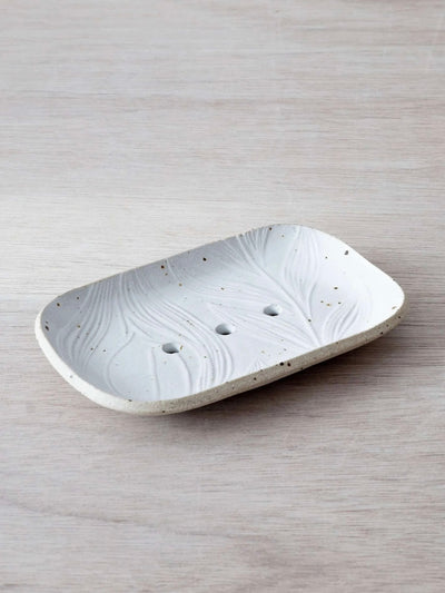 Dreaming of Tulips Soap Dish – Speckled White
