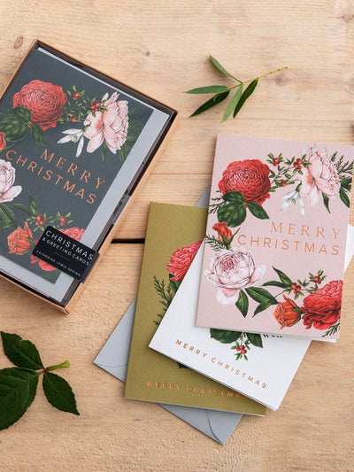 Berry Rose Luxury Box of 8 Christmas Cards