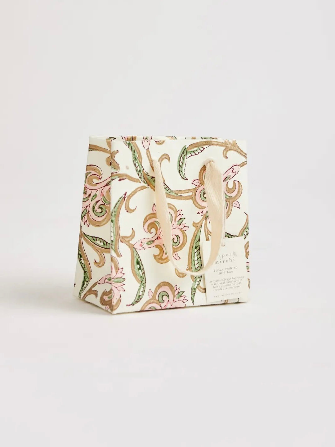 Block Printed Small Gift Bags - Blush