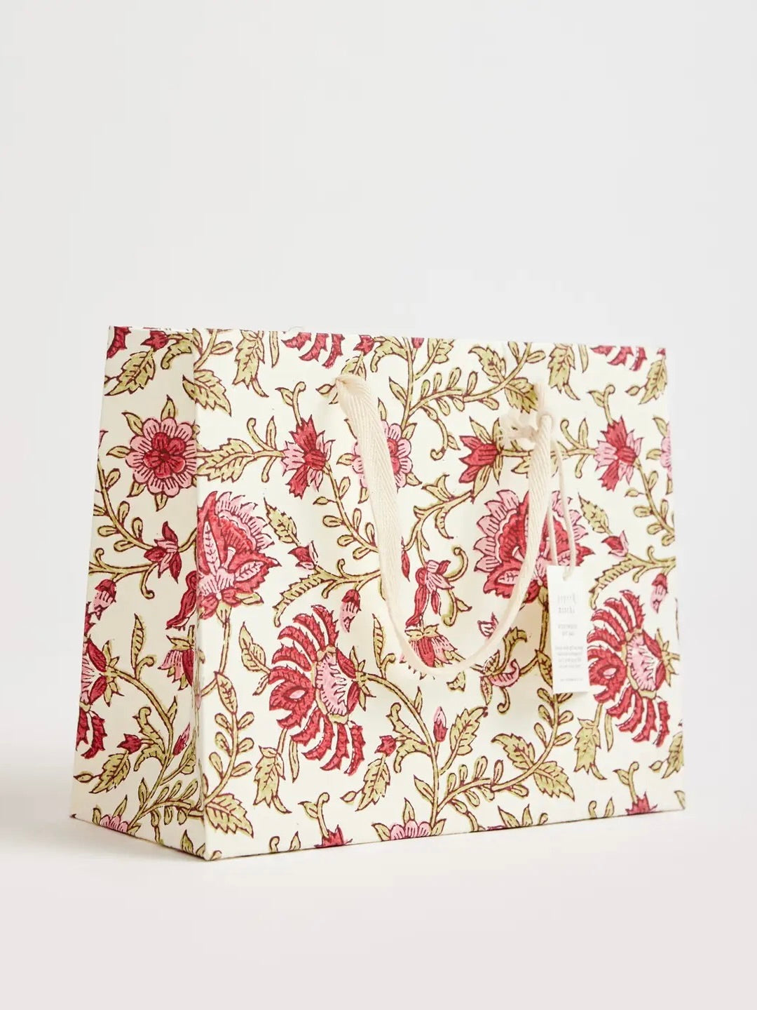 Block Printed Gift Bag Medium - Scarlet
