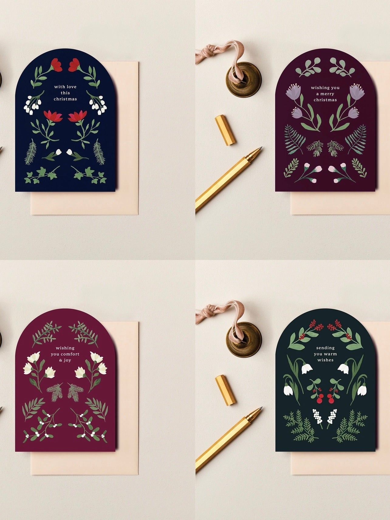 Winter Blooms Pack of 4 Christmas Cards