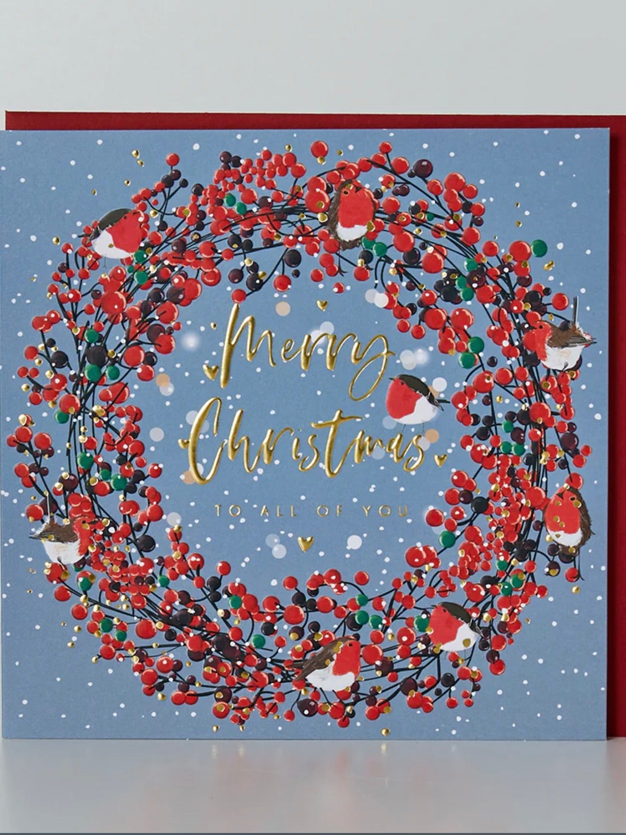 Red Berries & Robins Christmas Card
