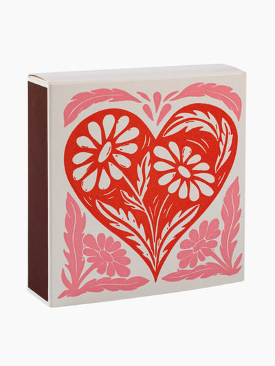 Botanical Heart Letterpress Printed Luxury Matches