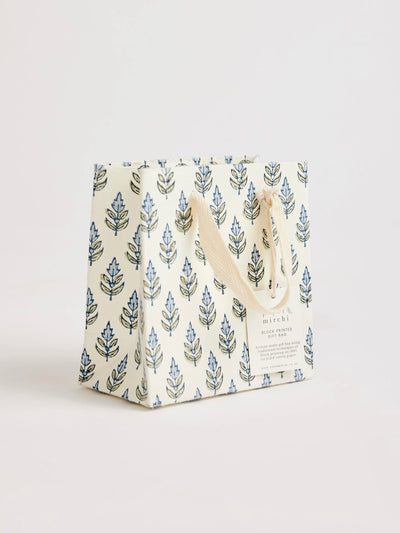Block Printed Small Gift Bags - Blue Stone