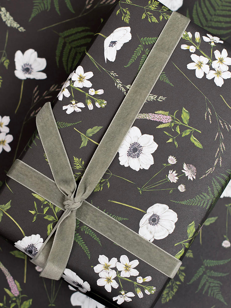 Wild Meadow Black Gift Wrap