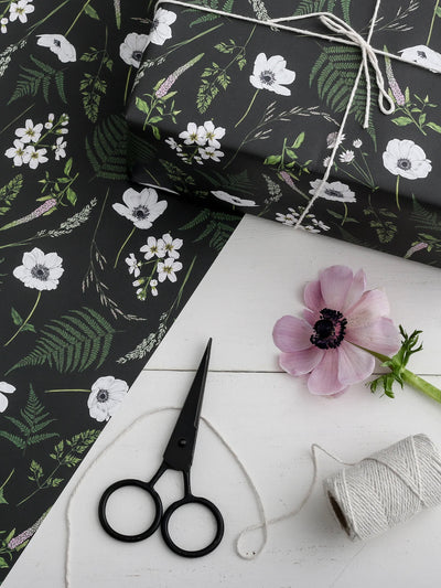 Wild Meadow Black Gift Wrap